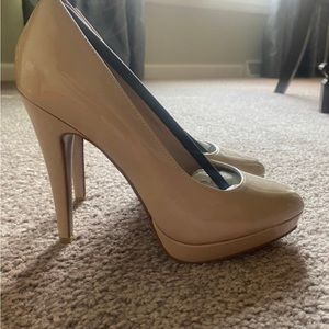 Patent leather platform pumps